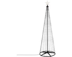ECD Germany LED kerstboom 210 cm voor buiten 370 warm witte LED lampjes dimbaar met timer 9 lichtstanden met afstandsbediening ster metalen lichtpiramide weerbestendig tuin kerstdecoratie kegelvormige lichtboom kerstverlichting feestdecoratie