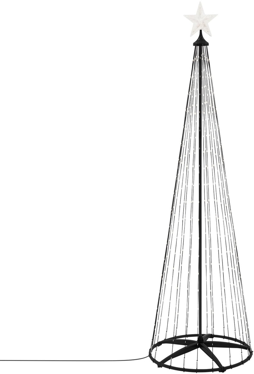 ECD Germany LED kerstboom 210 cm voor buiten 370 warm witte LED lampjes dimbaar met timer 9 lichtstanden met afstandsbediening ster metalen lichtpiramide weerbestendig tuin kerstdecoratie kegelvormige lichtboom kerstverlichting feestdecoratie