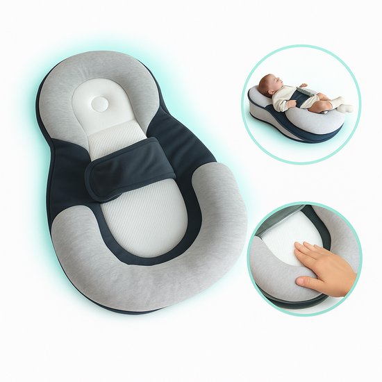STARSTEPS® - Babynestje - Babynest - Co sleeper - Ademend & Veilig - Anti Reflux - Incl. Matras - Wasbare hoes - 60×40×18 cm