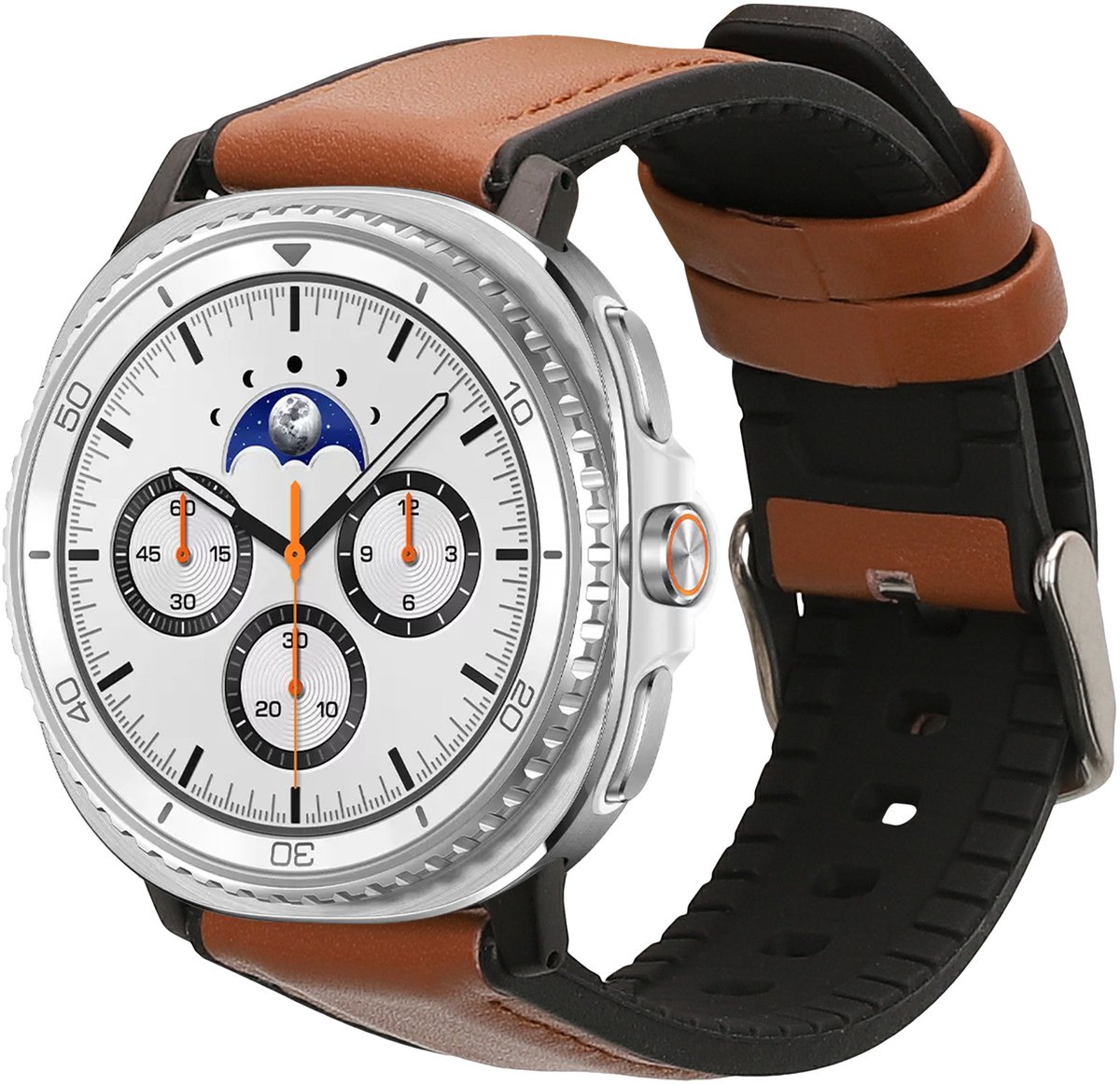 kwmobile horlogeband geschikt voor Samsung Galaxy Watch 8 Galaxy / Galaxy Watch 8 Classic 46mm -Armband voor fitnesstracker van leer in bruin / zwart