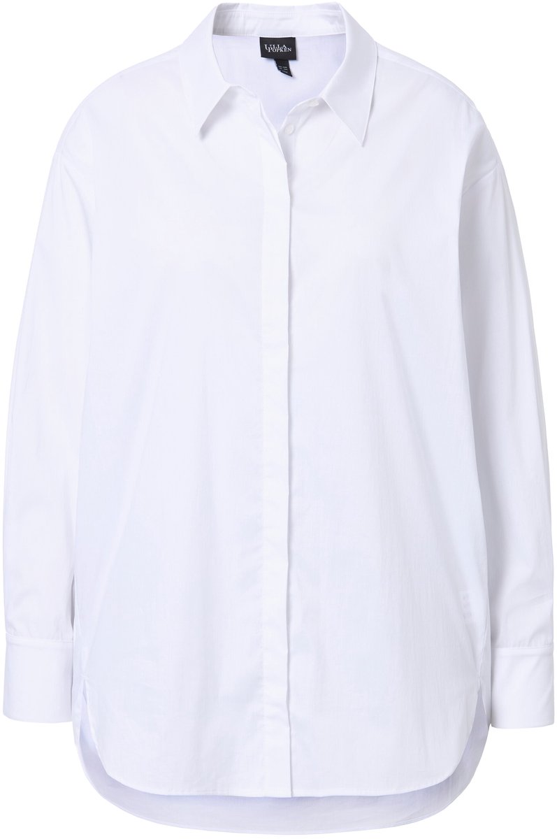 Ulla Popken - Dames - Overhemdblouse oversized lange mouw - Sneeuwwit - Maat 54+