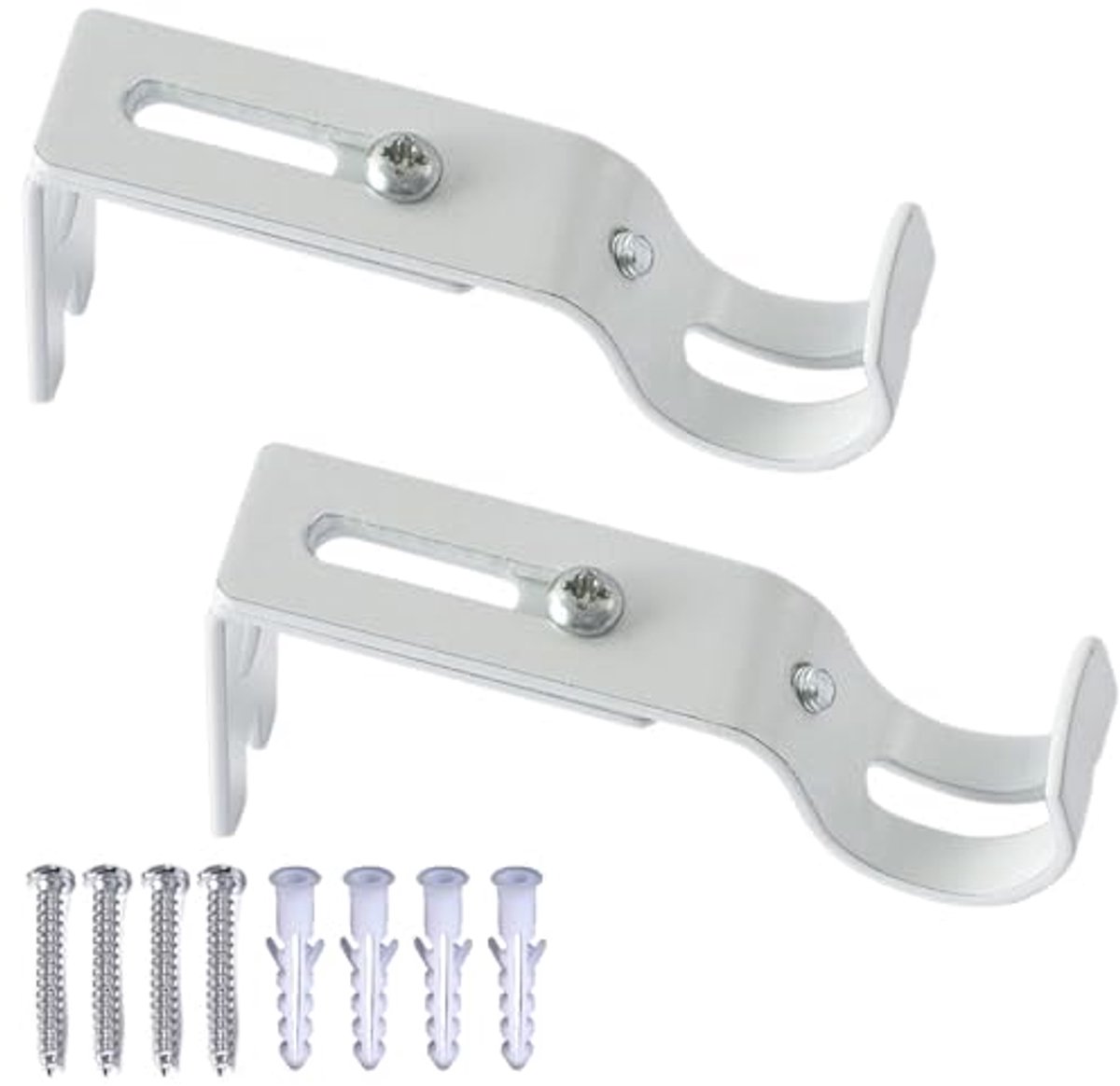 Verstelbare Gordijnstanghouders Set van 2 - Muurmontage voor 2 cm Roedes - Elegante Oplossing voor Gordijnophangbehoeften