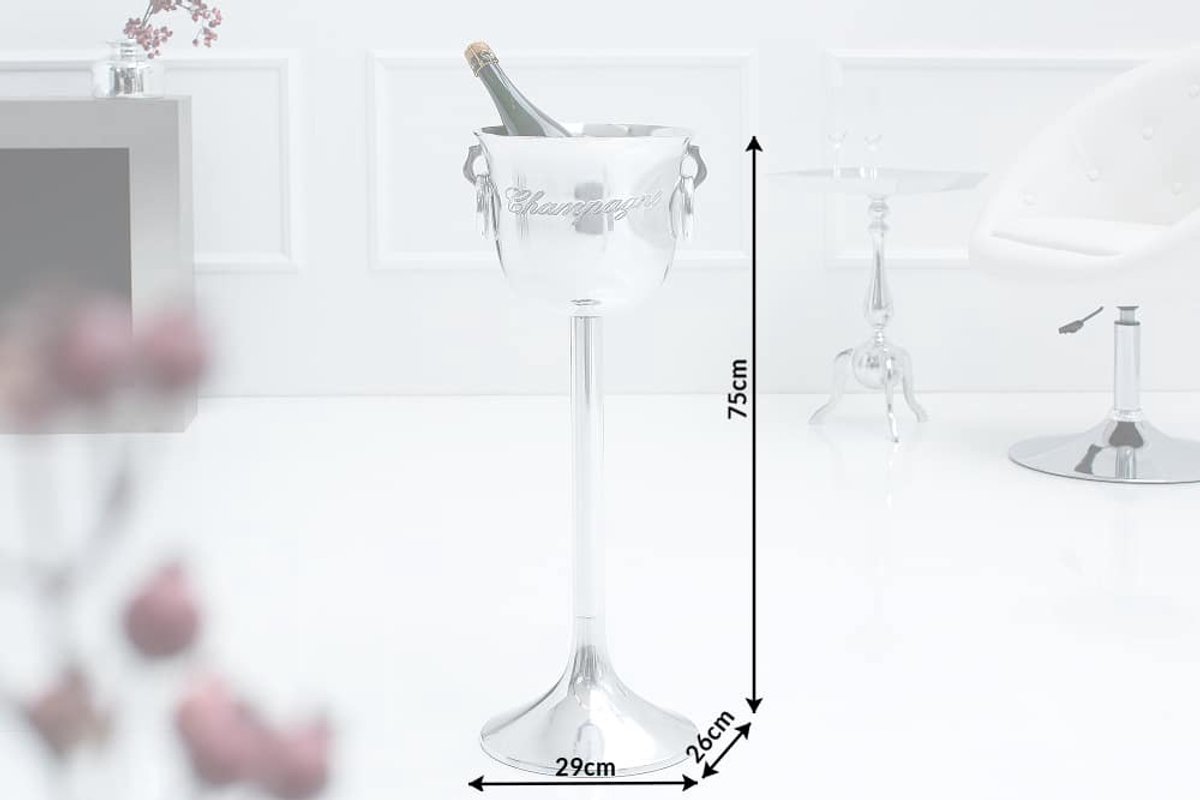 Elegante champagnekoeler CHAMPAGNE 75cm gepolijste zilveren flessenkoeler - 38068