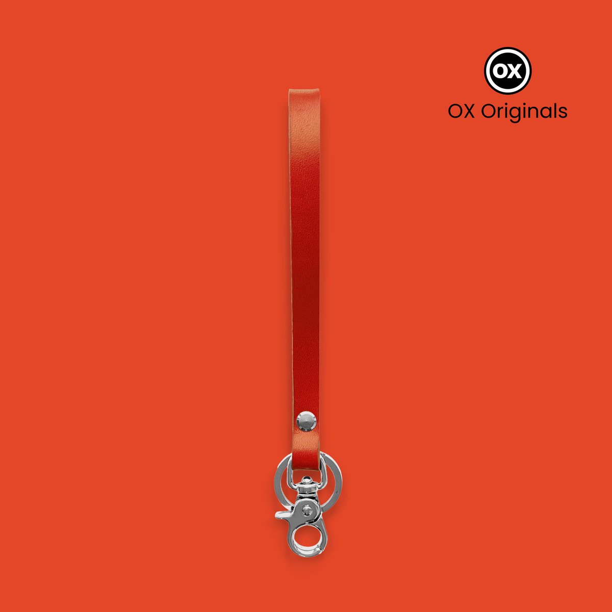 OX Originals - Luxe Leren Polsband – Stijlvol & Handig - Oranje - Chroom