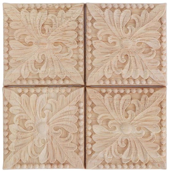 Premium Houtsnijwerk Decal Decoratieve Geruite Applique Set Van 4 