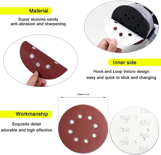 Allecto Premium - Schuurpapier Assortiment 90 stuks 125 mm Klittenband