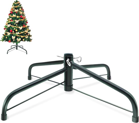 Kerstboomstandaard-Kerstboom standaard-45cm - Opvouwbare kerstboomstandaard voor kunstkerstbomen van 1,5-2,4 meter - Opvouwbare kerstboom met 2,2 cm geboorde gaten - Zwart