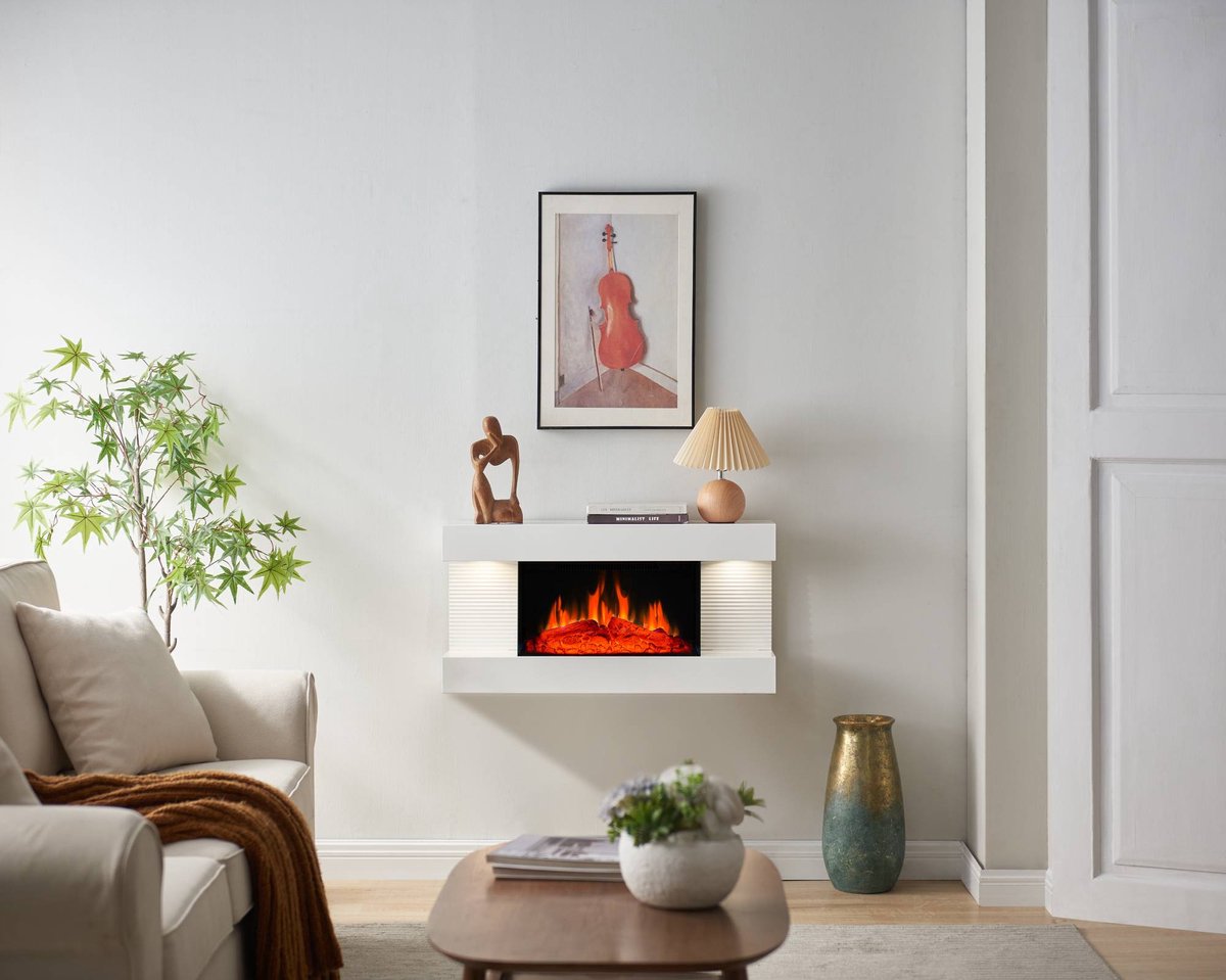 BALDERIA Helvik Elektrische Wandhaard - Wit - 1800W