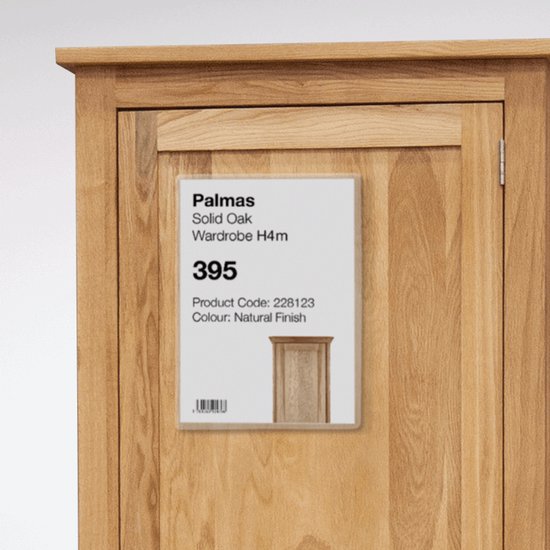 Palmas Massief Eiken Garderobekast H4m, Productcode 228123, Kleur: Natuurlijke Afwerking.