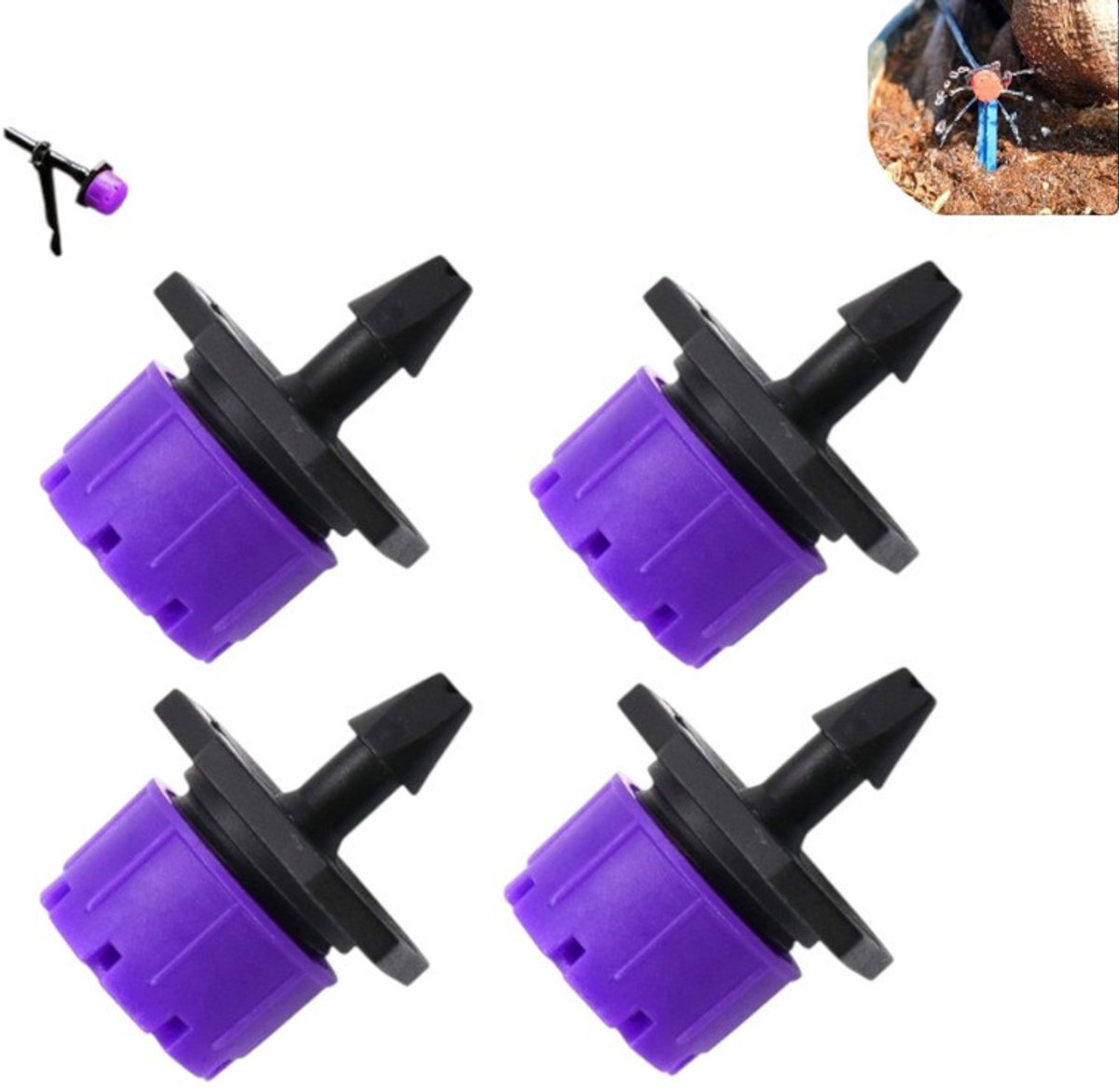 4 stuks - Waterdruppelaar voor Planten - druppelaar - Waterdruppelaar Klein - Druppelsysteem Kamerplanten - Verstelbaar - Tuinieren - Druppelbevloeiing - Fruitboomdruppelaar - Mini - Paars - 25*20mm - Tuinaccessoires - Buiten - Tuinaccessoires
