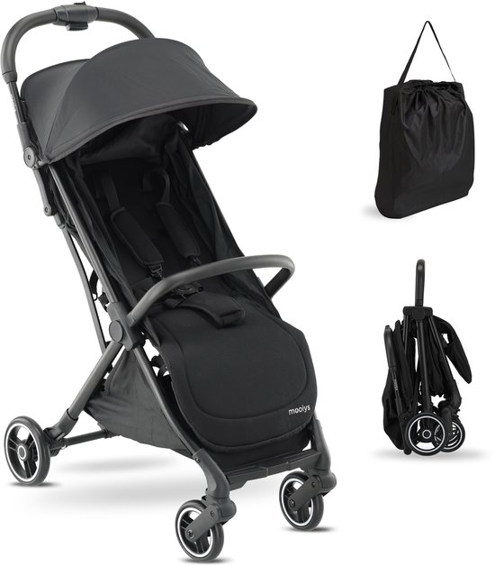 Mooiys Axel Buggy - Compacte Buggy - Klein opvouwbaar en lichtgewicht - Inclusief draagtas - Zwart