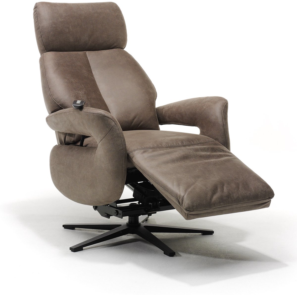 Relaxfauteuil Milo – Microleder – Sta-op stoel - Elektrisch Verstelbaar – Met Accu – 2 Motoren – 360° Draaibaar – Liver – foto 2