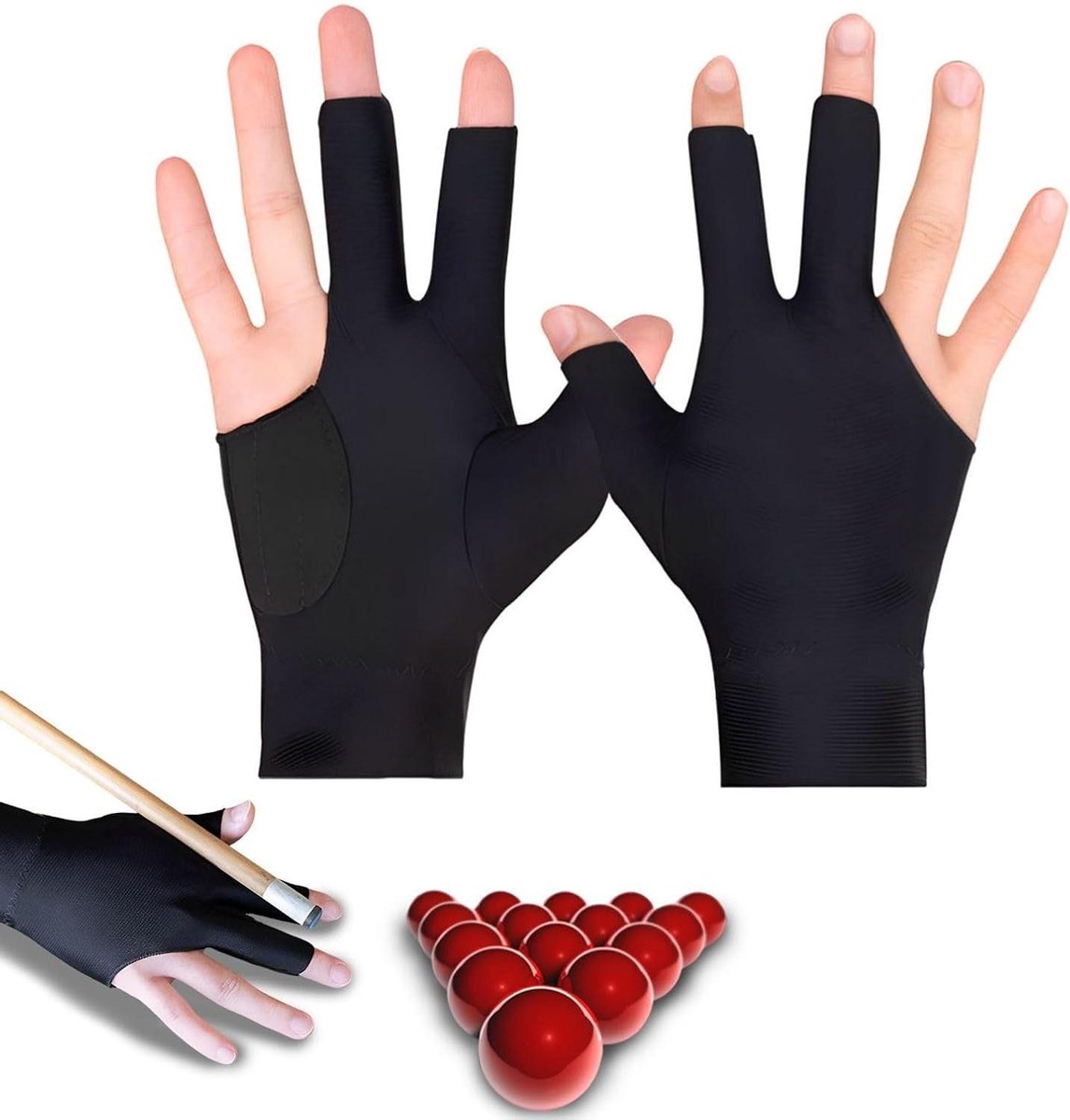 Premium - Snooker Handschoenen, Antislip voor Linkerhand, Biljart Accessoires, Spandex, Man en Vrouw, Zwembad, 2-Stuks.