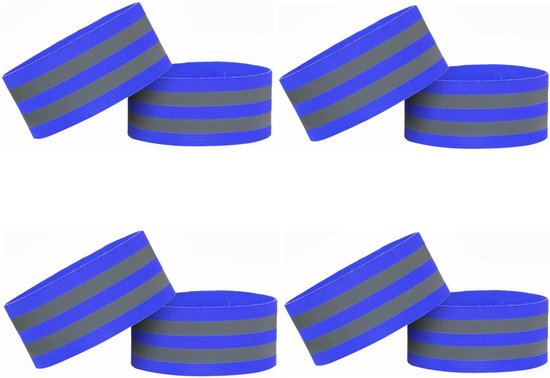 8 stuks broekklemmen, reflecterende armbanden met klittenbandsluiting