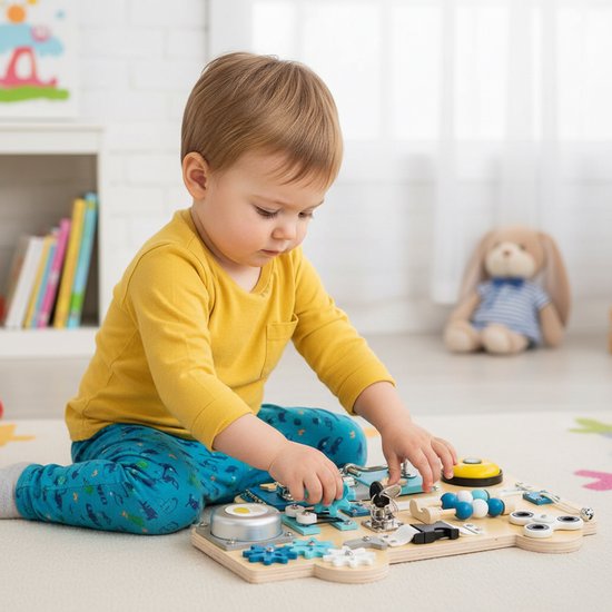 LULILO - Premium Montessori Busy Board XL - Activity Board vanaf 1 jaar - Montessori Houten Speelgoed Bus - Sensorisch Educatief Speelgoed voor Baby's en Peuters vanaf 1 2 3 4 jaar van Merkloos — afbeelding 3