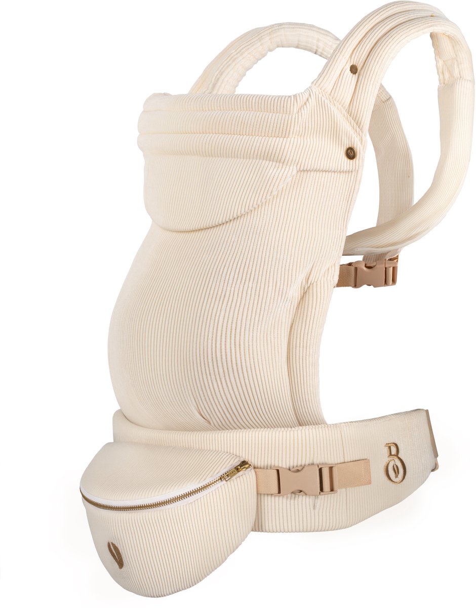 Babiem® Chloé - Draagzak - Met Bijpassend Fanny Pack - Kinderdrager - Draagzak Baby - 3 Draagposities - Tot 15 Kilo - Draagzak Peuter - Off-white