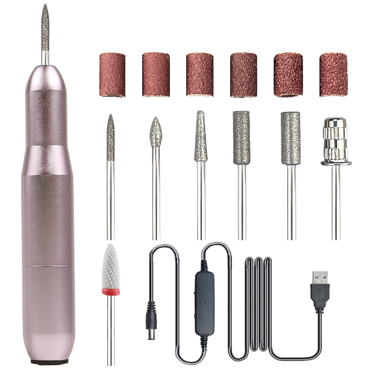 Elektrische Nagelvijl - Nagelboor - Stille - 20.000 tpm - Draagbare manicureset - Geschikt voor acryl- en gelnagels - Paars