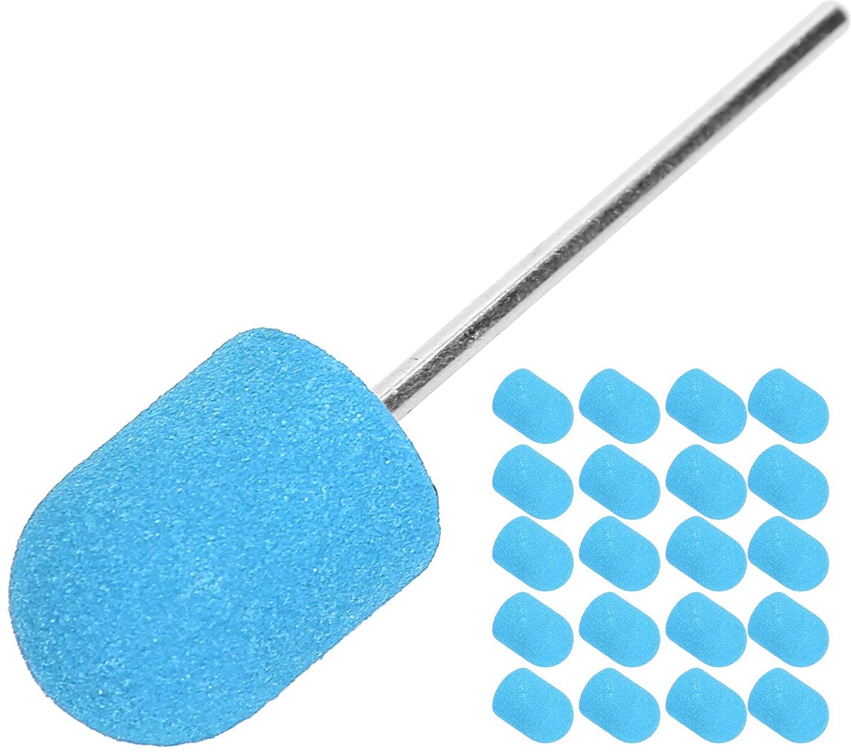 Nail Art Sanding Cover, Nail Drill Block Sanding Cover, Polishing Head Grinding Sanding Belts Set Polisher Sand Manicure Pedicure Tool (10 X 15mm)(Blue)