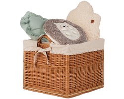 The Wicker Stories – Rieten mand met handvatten – Met beige stoffen voering met kant – Handgemaakt in Europa – Beige