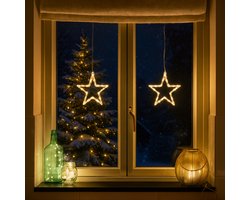 Giftmas kerstverlichting - LED Hangdecoratie - Warm Wit - Op Batterijen - Kerstversiering Voor Binnen - Kerststerren met Zuignap - Raamdecoratie