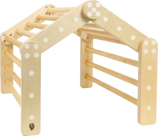 Babiem® Ben – Klimrek – met Mini-Huisje Doek – Houten Speelgoed – Klimrek Kinderen – Bevordert Fysieke Ontwikkeling – Vanaf 3 Jaar – Montessori Speelgoed – FSC