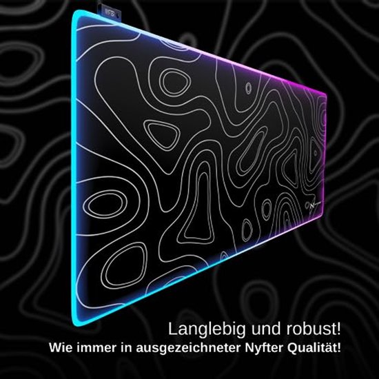 Groot XXL Gaming Muismat RGB met Topografie Ontwerp - 900 x 500 mm - Duurzaam en Hoogwaardige Glide — afbeelding 5