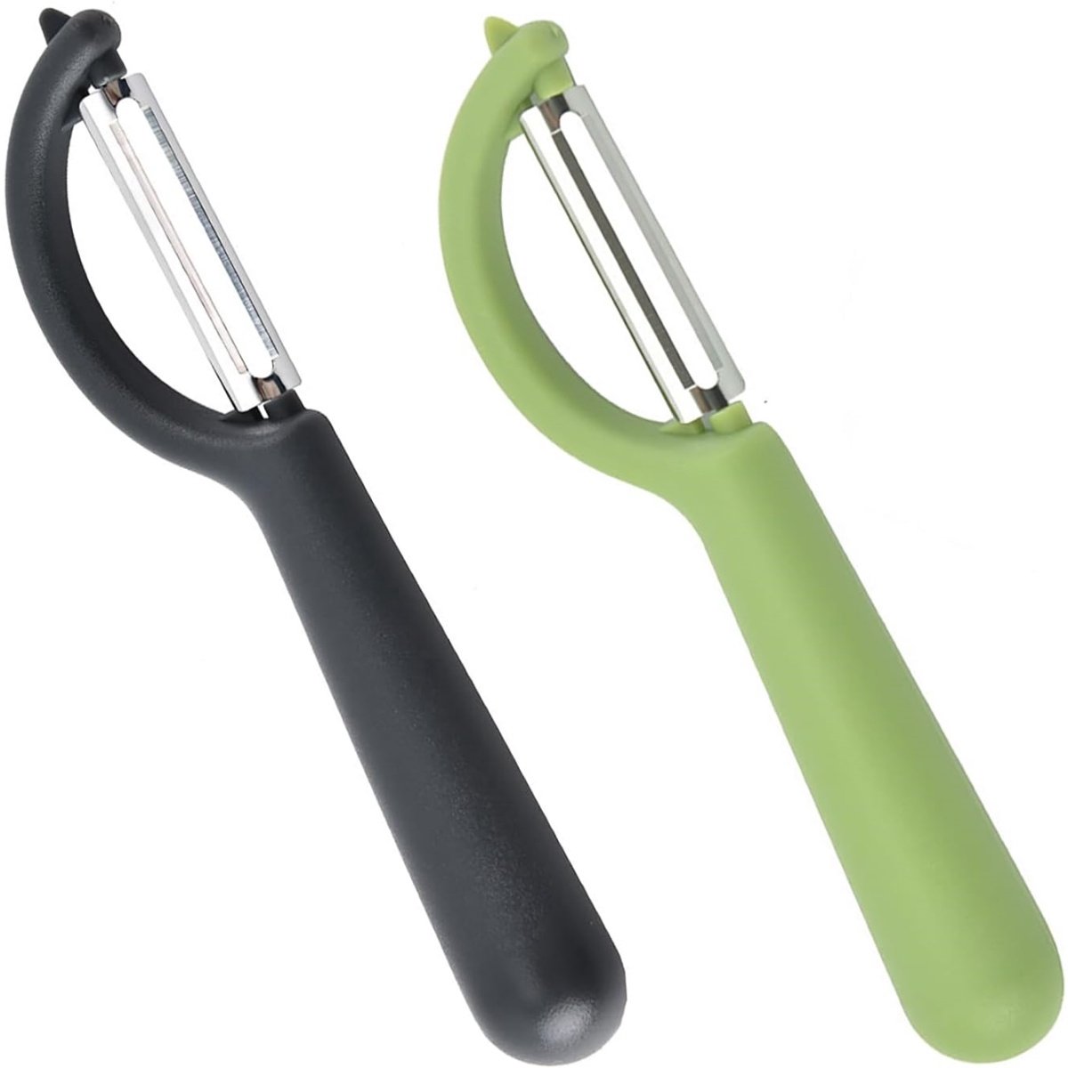 EXCITAT Dunschiller - 2 stuks - RVS dunschiller - met handige handgreep - Geschikt voor aardappelen, wortelen, groenten en fruit - 16,7 x 3 cm - zwart + groen