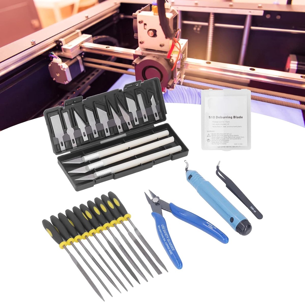 Image of 3D-printergereedschapsset, 3D-afdrukgereedschapsset Inclusief ontbraamreinigings- en Verwijderingsgereedschap, Professionele 3D-afdrukgereedschapssets Praktisch voor Het Reinigen