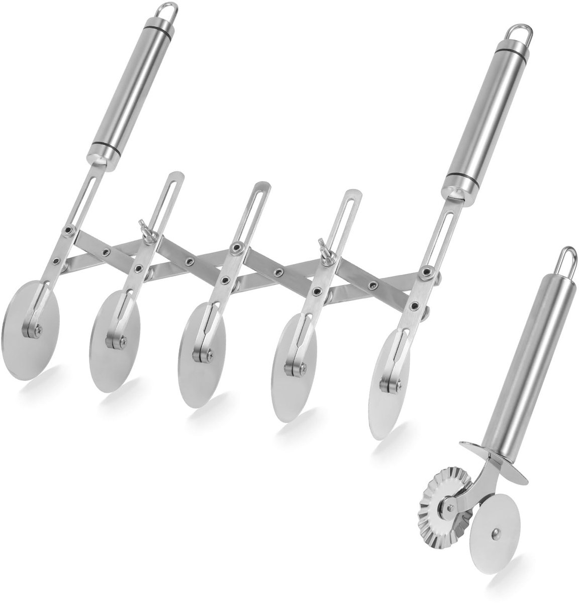 Ibenzoa® Multifunctionele roestvrijstalen deegsnijder met vijf wielen en handvat