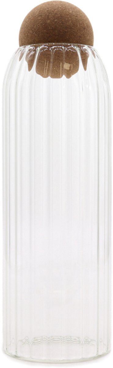 Cottage Kurkballetje Glazen Pot - Geribbeld - 25cm