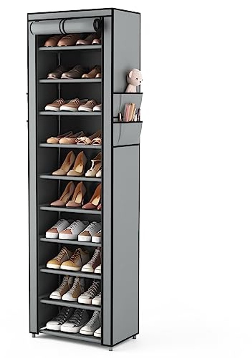 Verticaal Smal Schoenenrek Organizer met 10 Niveaus voor Kast en Entree