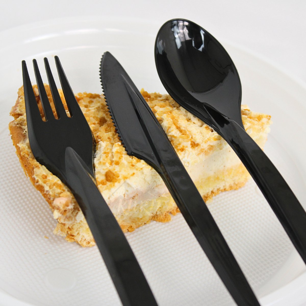 KURTT - 100x Hebruikbare Lepel - plastic lepel zwart- 18 cm - lepel kunststof