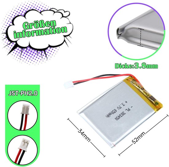 Batterie Lithium polymère Rechargeable, 603048 V, ... – Grandado