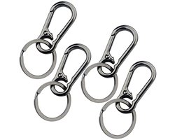 4-Pack Heavy Duty Sleutelhanger - Anti-Loss Auto Sleutelhanger als Relatiegeschenk voor Mannen en Vrouwen - Grijs - Eén Maat