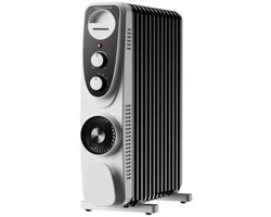 Heinner Oliegevulde Radiator met Thermostaat en Ingebouwde Ventilator – 2500W – 3 Standen – 13 Ribbels – Turbo – Oververhittingsbeveiliging – Wit/Zwart