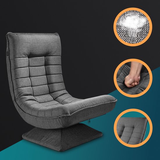 Fauteuil Casaria - Ajustable 58x57x84cm - Grijs