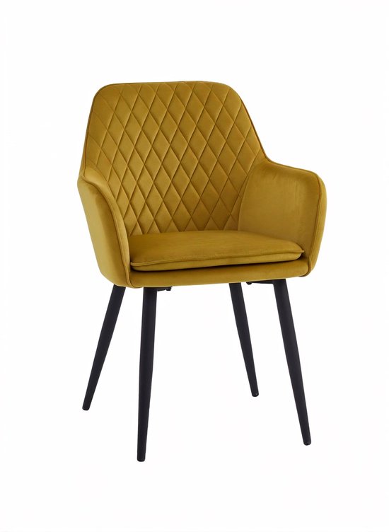 Colenis® - Chaise de salle à manger Laura - Set de 2 - Jaune ocre - Velours - Design