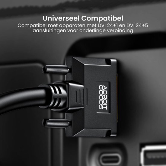Câble AdroitGoods DVI-D (24+1) – 4K – compatible DVI-I (24+5) – Zwart – Contacts plaqués or – 2 m