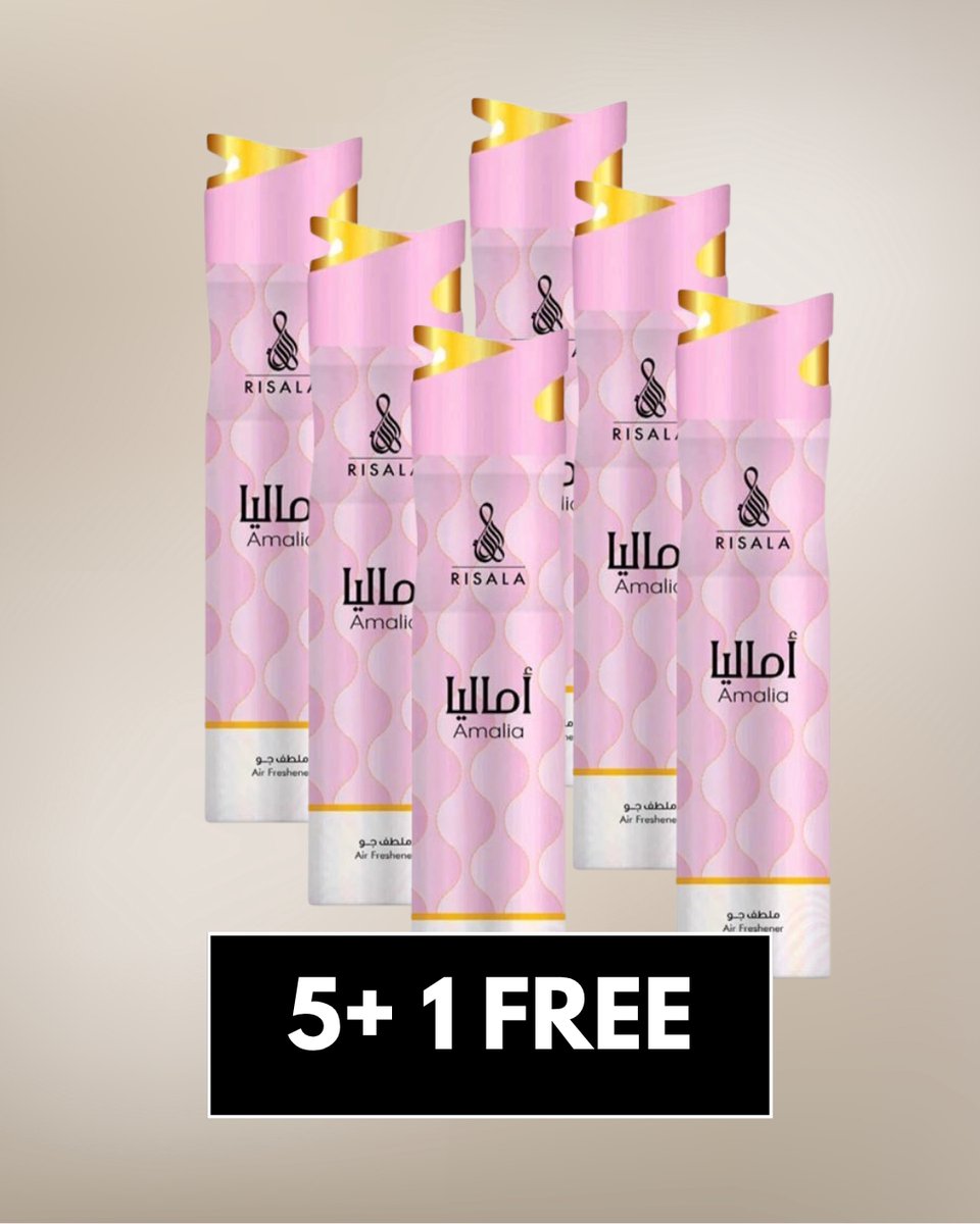 Air Freshener Amalia by Risala – 300ml x6 – Long Lasting Arabic Oriental Room Spray from Dubai – Floral, Fruity, Amber & Musk Fragrance