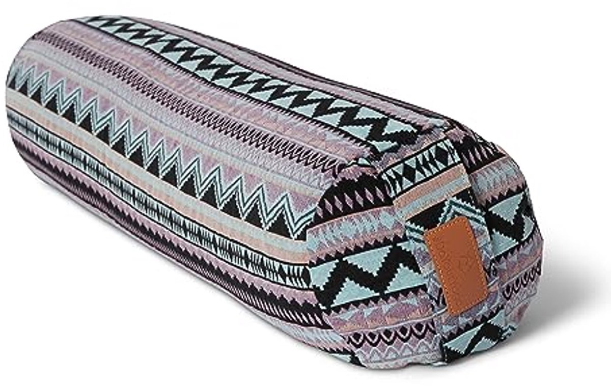Cilinder yogabolster met biologische boekweitvulling, 68 cm x 22 cm, wasbare katoenen en polyester overtrek, meditatie- en zitkussen voor yoga