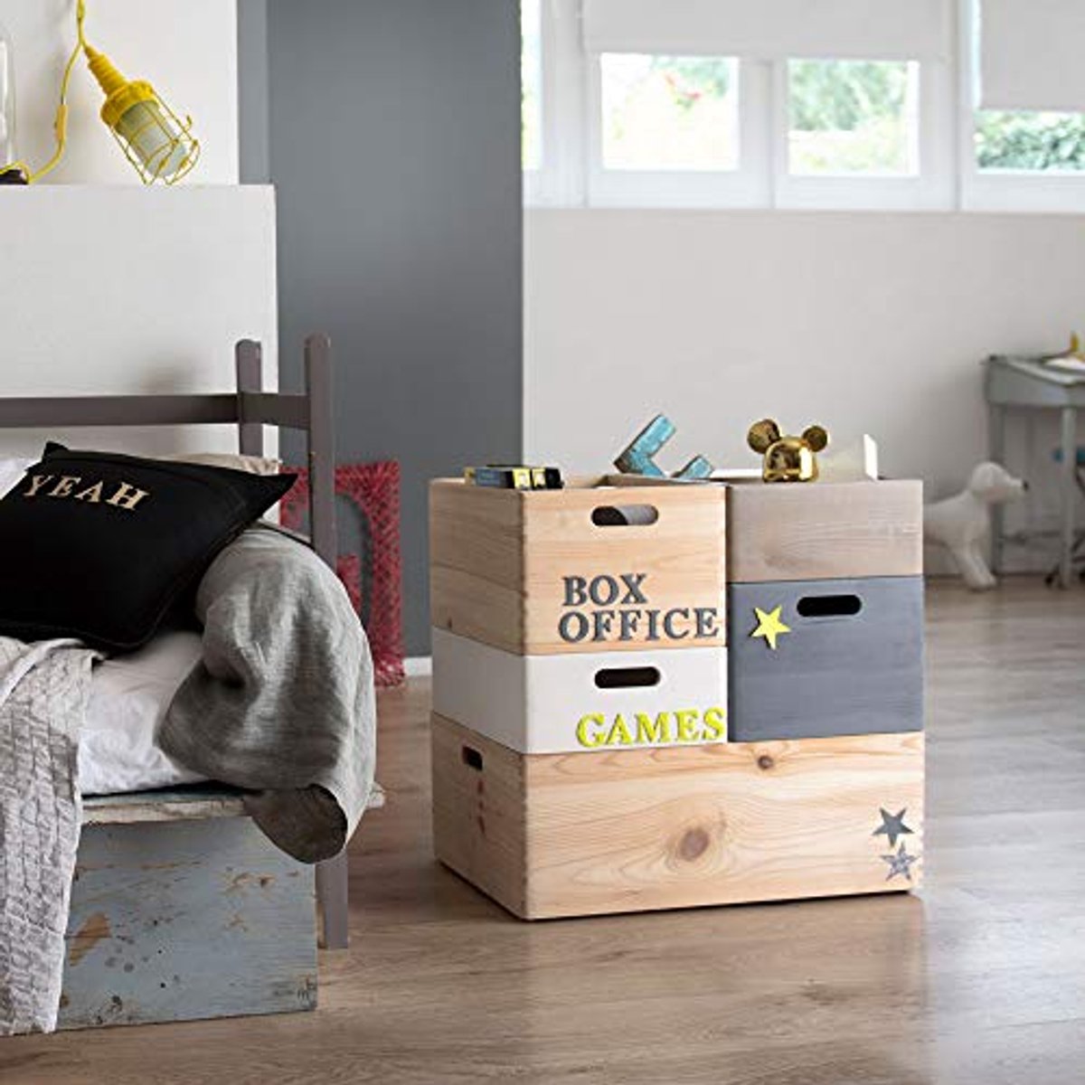 Lade-organizer van natuurlijk grenen hout - rechthoekig design, 40 x 30 x H.14 cm