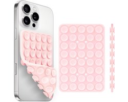 Zuignap Telefoon – Telefoonhouder - 2-Pack – Dubbelzijdige Zuignap Stickers met 40 Zuignappen – Herbruikbaar & Zonder Lijm – Lichtroze