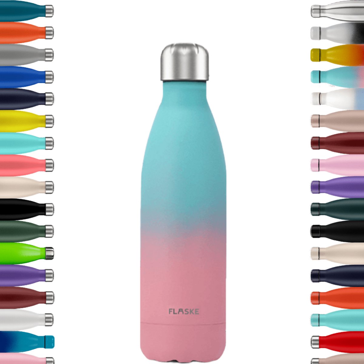 FLASKE Original 750ML RVS Gradient Spring - Waterfles & Thermosfles - Sportfles - Dubbelwandig Isolerend - 24u Koud & 12u Warm - Lekvrij - Roze