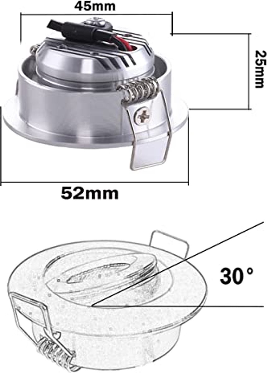Set van 4 Kleine Inbouwspots - Mini Ronde Plafondspots met LED