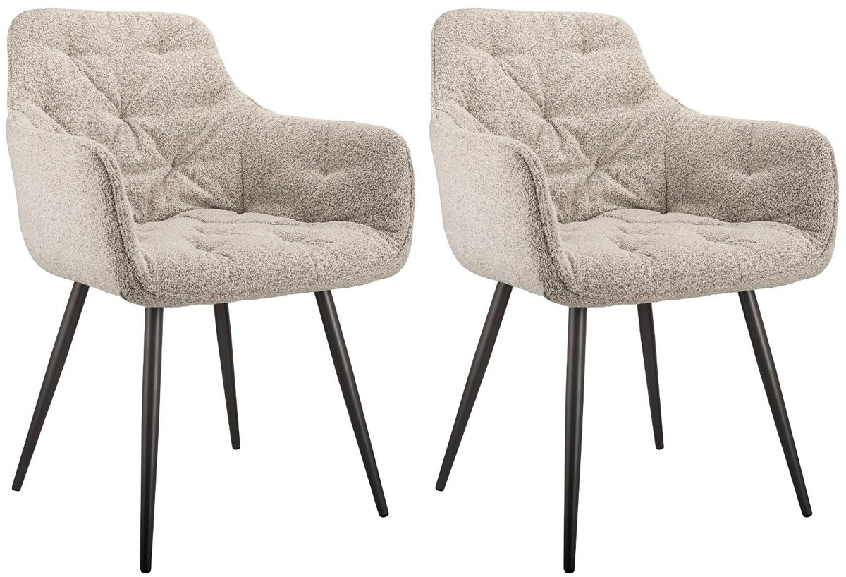 Cozy Cottage® Set van 2 Ergonomische Eetkamerstoelen – Hoogwaardige Duurzame Comfortabele Stoelen – Bekleed met Bouclé Stof – Stabiele Woonkamerstoelen – Bureaustoelen - 2 stuks Lichtgrijs