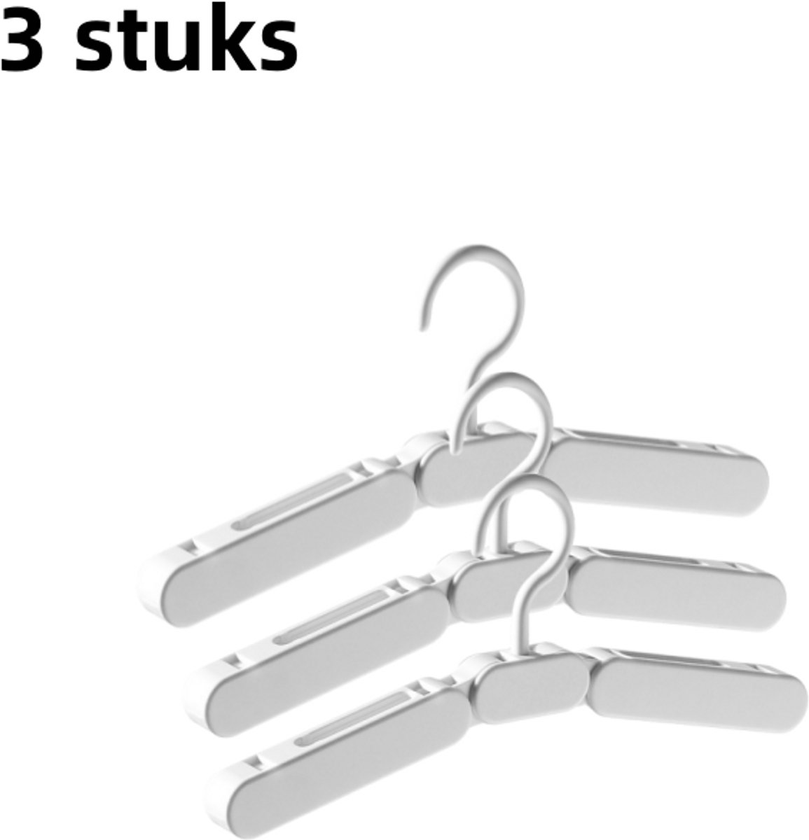 3-delige reishanger, draagbaar, antislip, opvallend, naadloos opvouwbaar, wit