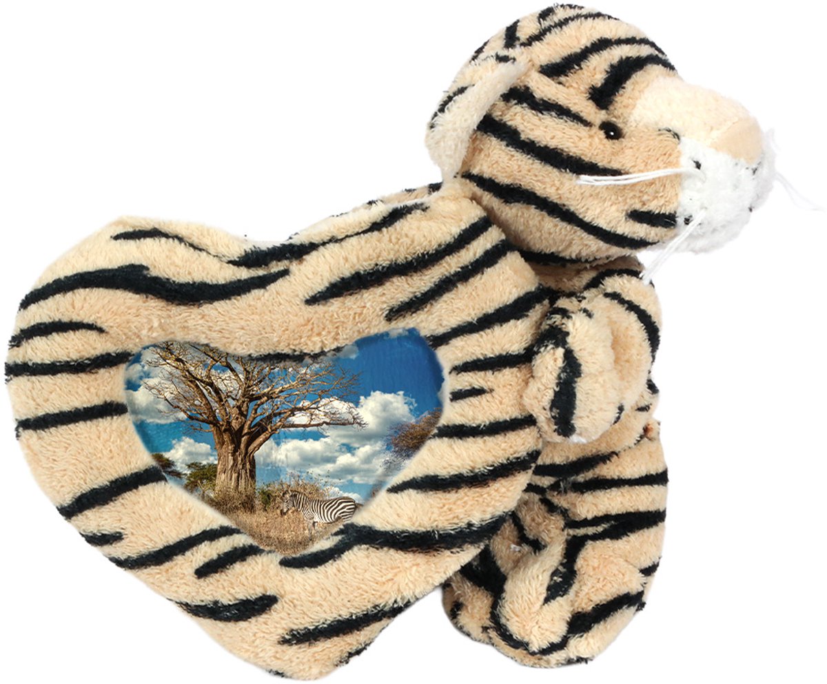 PIA Soft Toys - Babypluche Tijger fotokader - 16 cm - Hart