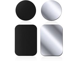 Metalen Plaatten Set voor Mobiele Telefoonhouder - Zelfklevende Reserveplaten (4 Stuks) - Zwart en Zilver