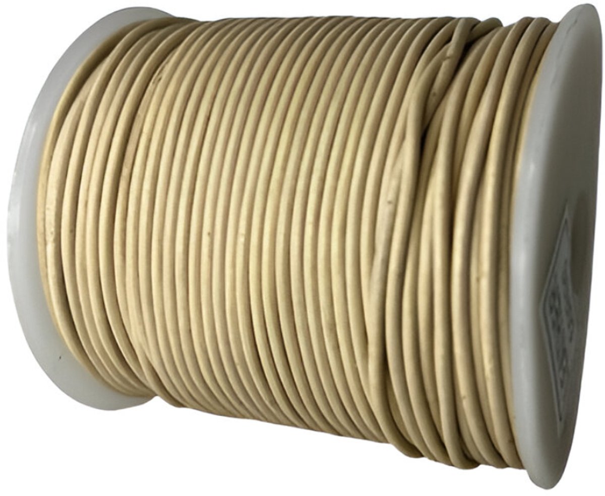 Leren Koord Rond, 50 m x 1.5 mm - Rond Lederen Koord, Voor Halskettingen, Armbanden, Sieraden, Knutselkralen en Veters (Beige)