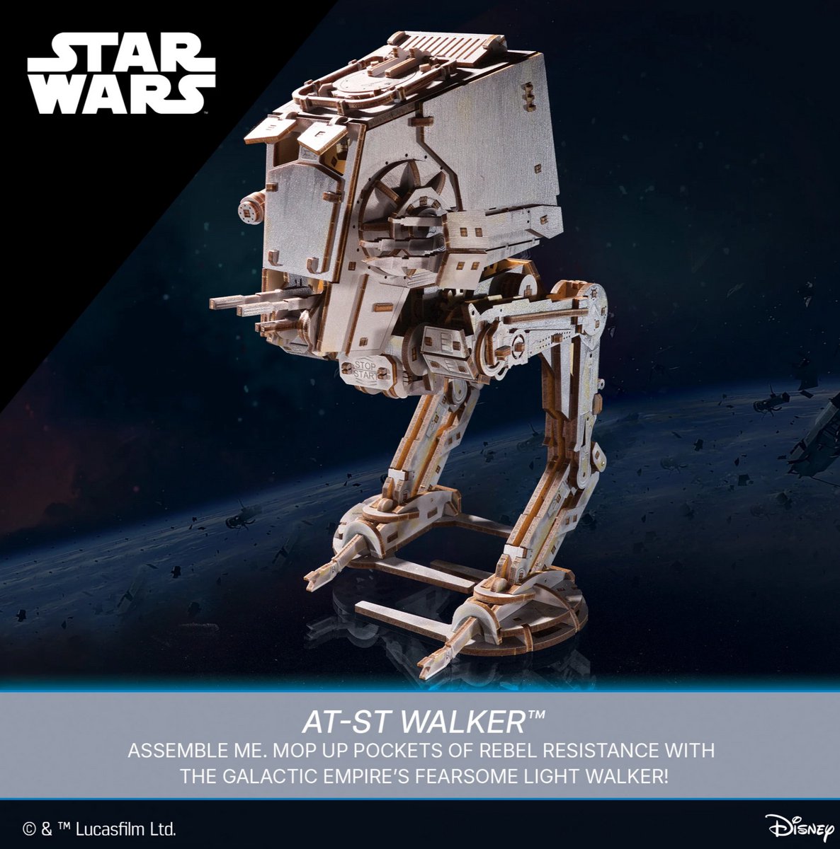 UGEARS 3D Modelbouw - At-St Walker - Star Wars - Mechanisch Bouwpakket Hout - Educatief Speelgoed — afbeelding 8